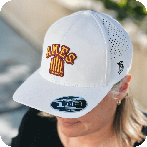 Branded Bills Ames 5-Bar White Curved Performance Hat